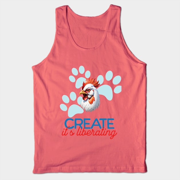 Rooster Minimalist Style Art | Create, it's liberating Tank Top by Moonlight Forge Studio